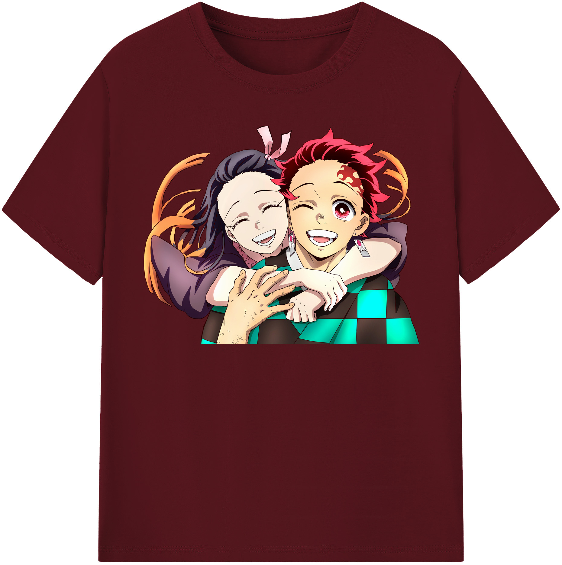 （画像用） 鬼滅の刃（きめつのやいば）竈門 禰󠄀豆子／かまど ねずこ Kamado Nezuko 綿100％半袖Tシャツ（フロントプリント）